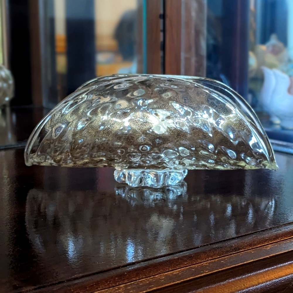 Murano Speckled Gold Taco Shaped Dish Hand Blown